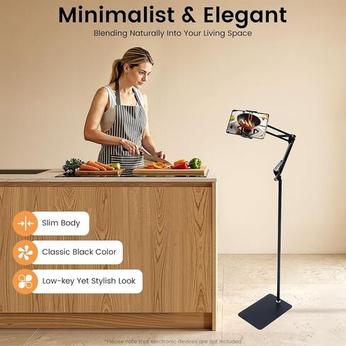 360° Rotating Phone Tablet Stand Floor, Adjustable Tablet Mobile Holder, Height Adjustable Cell Phone Stand Book Holder Compatible with iPhone iPad Pro Air Mini Samsung Tab, Kindle in Saudi Arabia