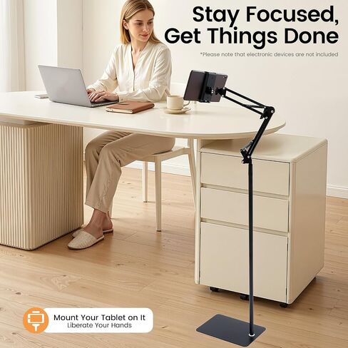 360° Rotating Phone Tablet Stand Floor, Adjustable Tablet Mobile Holder, Height Adjustable Cell Phone Stand Book Holder Compatible with iPhone iPad Pro Air Mini Samsung Tab, Kindle in Saudi Arabia