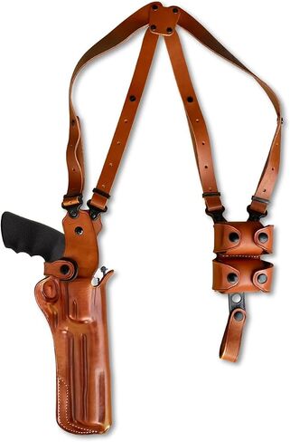 Masc Premium Leather Vertical Shoulder Holster System with Double Speed Loader Pouch, Fits Model 500 Magnum X-Frame 7.5-inch, R/H Draw, Brown Color #1435# in Kuwait