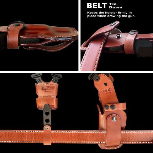 Masc Premium Leather Vertical Shoulder Holster System with Double Speed Loader Pouch, Fits Model 500 Magnum X-Frame 7.5-inch, R/H Draw, Brown Color #1435# in Kuwait