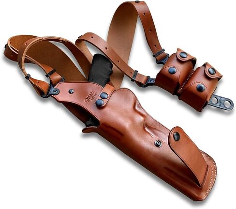 Masc Premium Leather Vertical Shoulder Holster System with Double Speed Loader Pouch, Fits Model 500 Magnum X-Frame 7.5-inch, R/H Draw, Brown Color #1435# in Kuwait