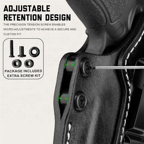 Universal IWB Leather Holster for P365/P365XL, Hellcat, G43/G48, G43X MOS/G48 MOS with TLR-6 and TLR-6 HL, Optic-Ready, Inside Waistband Carry Holster, Steel Clip Fits 1.75" Belt, Black, Right in Kuwait