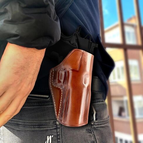 Masc Premium Leather Paddle Holster for 1911 DS Prodigy 4.25-inch, Right-Hand Draw, Brown #1660# in Kuwait