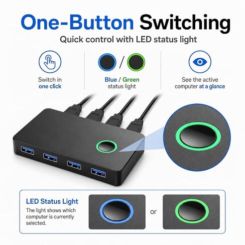 USB 3.0 Switch 2 Computers Share 4 USB Ports - KVM Switcher in Kuwait