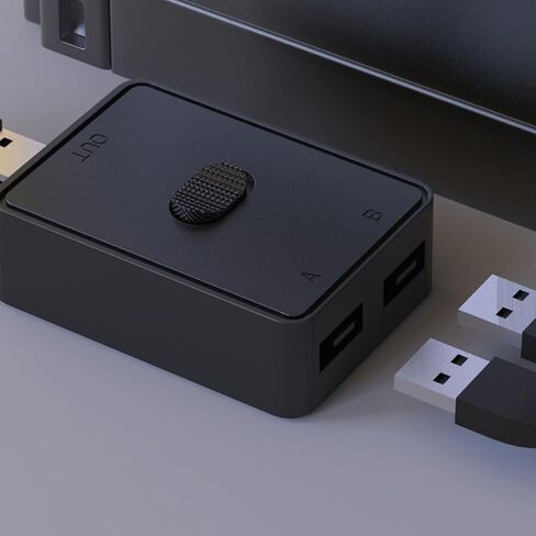 USB 3.0 Switch 2 in 1 Out,Single Click Press Switch Mode, Plug and Play, High Speed USB Printer Sharer Compatible with Wins & OS X etc for Home Office - Black in Saudi Arabia