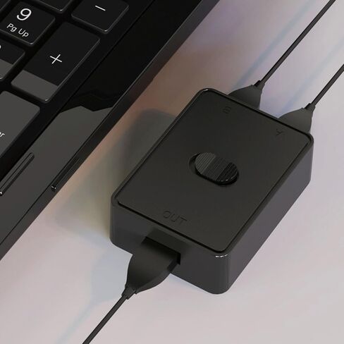 USB 3.0 Switch 2 in 1 Out,Single Click Press Switch Mode, Plug and Play, High Speed USB Printer Sharer Compatible with Wins & OS X etc for Home Office - Black in Saudi Arabia