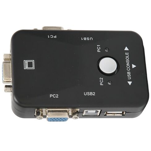 USB 2.0 KVM Switcher, 2 Port USB VGA KVM Switcher, 1920x1440, for Computers Sharing Keyboard and Mouse, for PC Printer Scanner in Kuwait