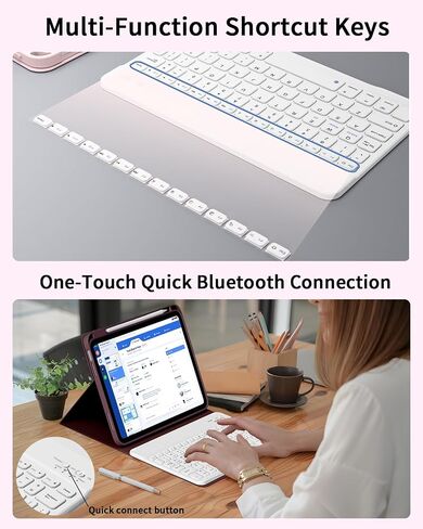 aoub for iPad (A16) 11th/10th Generation Case with Keyboard 2025/2022 - Detachable Wireless Keyboard, Folio Cover with Pencil Holder for iPad 11 inch / 10.9 inch, Wine in Kuwait
