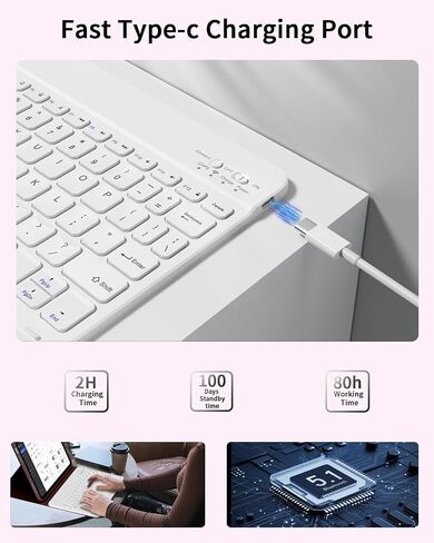 aoub for iPad (A16) 11th/10th Generation Case with Keyboard 2025/2022 - Detachable Wireless Keyboard, Folio Cover with Pencil Holder for iPad 11 inch / 10.9 inch, Wine in Kuwait