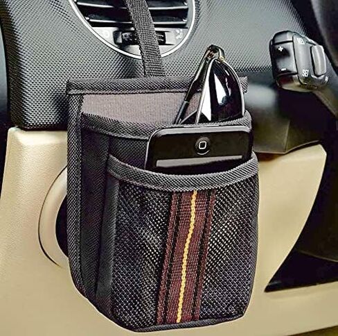 High Road Air Vent Mount Car Cell Phone Holder with Soft Lined Back Pocket and Front Mesh Storage Pocket in Kuwait
