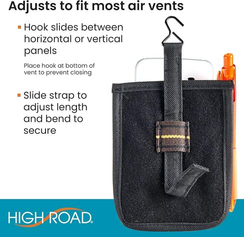 High Road Air Vent Mount Car Cell Phone Holder with Soft Lined Back Pocket and Front Mesh Storage Pocket in Kuwait