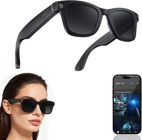 CYJBE Smart Camera Glasses with 8MP HD Video & Bluetooth Audio | AI Realtime Translation & Object Recognition | Wearable Tech Glasses Recording POV Footage | App Connectivity for Travel & Outdoor in Kuwait