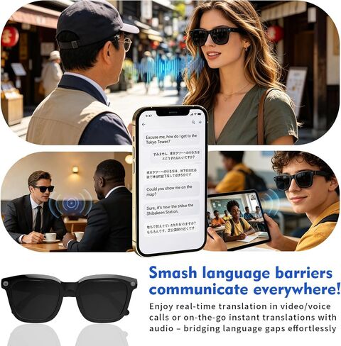 CYJBE Smart Camera Glasses with 8MP HD Video & Bluetooth Audio | AI Realtime Translation & Object Recognition | Wearable Tech Glasses Recording POV Footage | App Connectivity for Travel & Outdoor in Kuwait