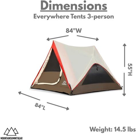 Heavy Duty Family Camping Tent, Large 3 Person Freestanding Tent with 150D Polyester Fabric, Steel Poles, Durable Waterproof Cabin Tent for Family Outdoor Camping (Alcove (3 Person)) in Saudi Arabia
