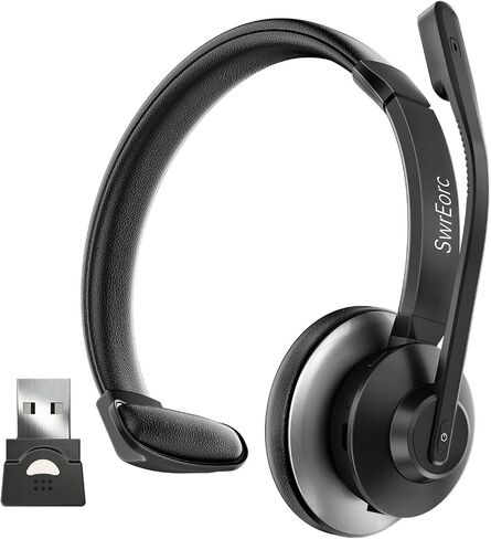 Bluetooth Headset, Wireless Headset with Mic for Work, Advanced AI Noise Cancelling Microphone (Clear Calls & Mic Mute), Bluetooth 5.3, USB Dongle, Headphones with Mic, for PC/Zoom/Office in Kuwait