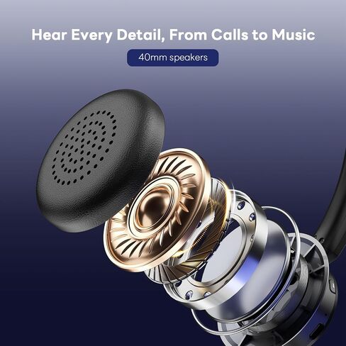 Bluetooth Headset, Wireless Headset with Mic for Work, Advanced AI Noise Cancelling Microphone (Clear Calls & Mic Mute), Bluetooth 5.3, USB Dongle, Headphones with Mic, for PC/Zoom/Office in Kuwait