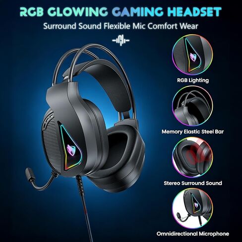 Wired Headphones with Mic, Foldable Rotatable Over-Ear Shells, Integrated Media Control Keys, 3.5mm Jack & 4.9ft Knot-Free Cable, Great for Gaming & Desktop Gear H160 in Kuwait