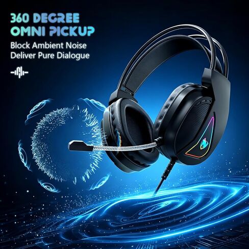 Wired Headphones with Mic, Foldable Rotatable Over-Ear Shells, Integrated Media Control Keys, 3.5mm Jack & 4.9ft Knot-Free Cable, Great for Gaming & Desktop Gear H160 in Kuwait
