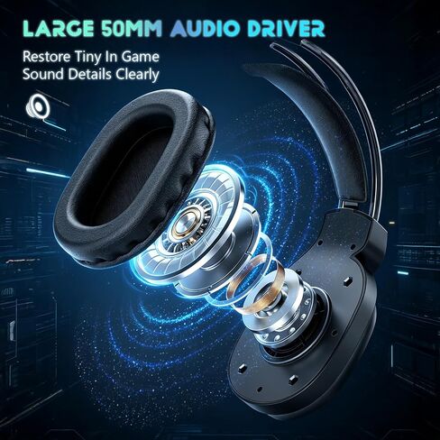 Wired Headphones with Mic, Foldable Rotatable Over-Ear Shells, Integrated Media Control Keys, 3.5mm Jack & 4.9ft Knot-Free Cable, Great for Gaming & Desktop Gear H160 in Kuwait
