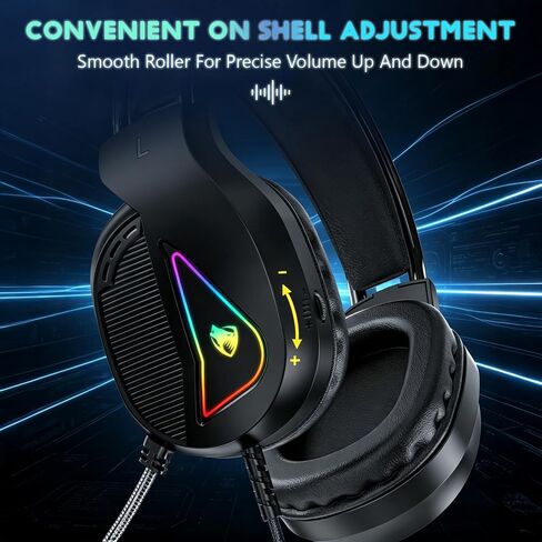 Wired Headphones with Mic, Foldable Rotatable Over-Ear Shells, Integrated Media Control Keys, 3.5mm Jack & 4.9ft Knot-Free Cable, Great for Gaming & Desktop Gear H160 in Kuwait
