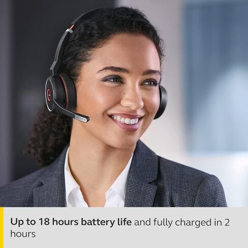 Jabra Evolve 75 MS Wireless Headset, Stereo – Includes Link 370 USB Adapter – Bluetooth Headset with World-Class Speakers, Active Noise-Cancelling Microphone, All Day Battery in Kuwait