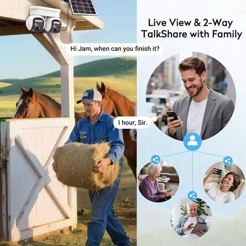 Wireless Solar 4G Dual Lens Security Camera,4MP HD,TF Card & Cloud Storage,Two-Way Audio Night Vision,Support APP Remote Operation,Suitable for Both Indoor and Outdoor use. in Kuwait