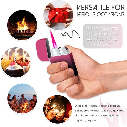 2 Pack Torch Windproof Pink Flame Lighter,Cute Refillable Butane Pocket Pink Lighter for Women/Man, Daily Use,Birthdays, Anniversary,Camping,Candle (Butane Not Included)(Black&Pink) in Kuwait