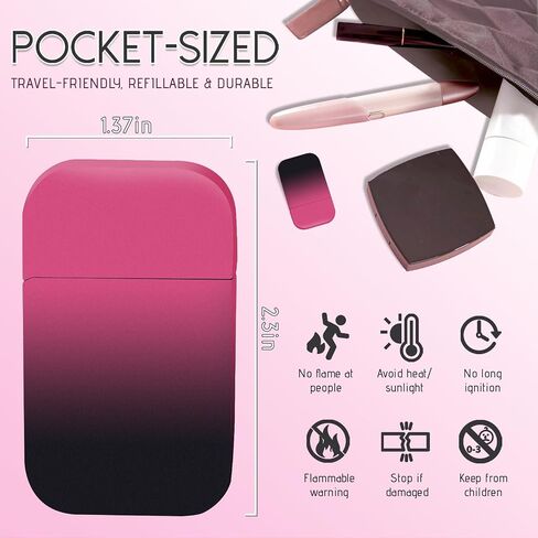 2 Pack Torch Windproof Pink Flame Lighter,Cute Refillable Butane Pocket Pink Lighter for Women/Man, Daily Use,Birthdays, Anniversary,Camping,Candle (Butane Not Included)(Black&Pink) in Kuwait