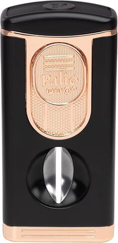 Palió PRO Trevi Triple Torch Lighter with Built-in V-Cutter – Wind Resistant Triple Jet Flame, Metal Body, Cuts up to 64 Ring Gauge Cigars – Premium Cigar Lighter (Black & Rose) in Saudi Arabia