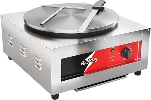 CROSSON Commercial Electric Crepe Maker, 16-Inch Large Cooking Plate 1800W ETL Certified, Stainless Steel Pancake Griddle with Accessories Storage & Metal Spatula/Spreader in Saudi Arabia