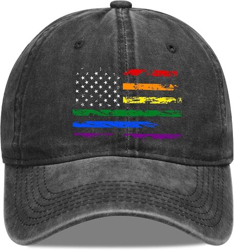 LGBT Baseball Hat Pride Rainbow Denim Hats Love is Love Vintage Baseball Cap Adjustable LGBT Hat for Men Women in Kuwait