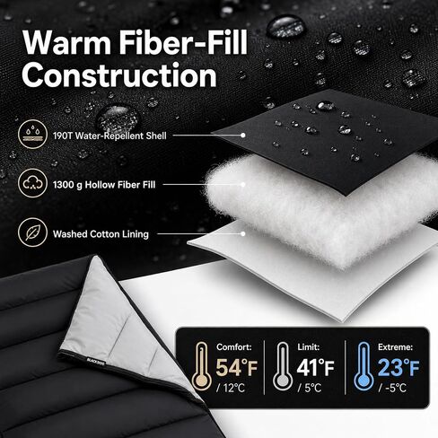 BLACKDOG Ultralight Envelope Camping Sleeping Bag, Black in Kuwait