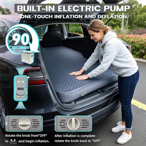 UPWELL Self Inflating Sleeping Pad Truck Camping Thick Mattress for Tesla Model Y Solid Foam 4 Season Car Bed Mattress Portable Roll Up Bed Grey，with air Pump in Kuwait