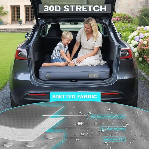 UPWELL Self Inflating Sleeping Pad Truck Camping Thick Mattress for Tesla Model Y Solid Foam 4 Season Car Bed Mattress Portable Roll Up Bed Grey，with air Pump in Kuwait