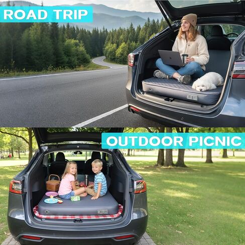 UPWELL Self Inflating Sleeping Pad Truck Camping Thick Mattress for Tesla Model Y Solid Foam 4 Season Car Bed Mattress Portable Roll Up Bed Grey，with air Pump in Kuwait