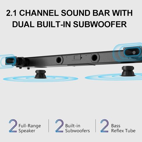 LARKSOUND 2.1 ساوند بار مع مكبرات صوت مزدوجة مدمجة للتلفزيون، 36 بوصة in Kuwait