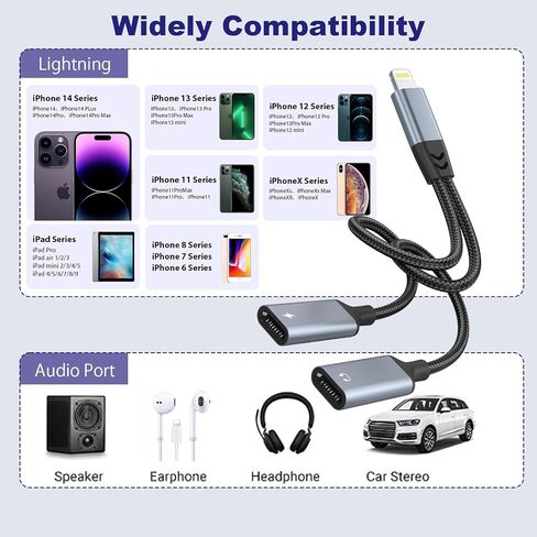 Lightning و USB C إلى 3.5 مم سماعة رأس ومحول الشاحن السريع 2-في 2 iPhone type-C إلى 3.5 مم محول AUX AUX CONCELTER DONGLE CABIL in Kuwait