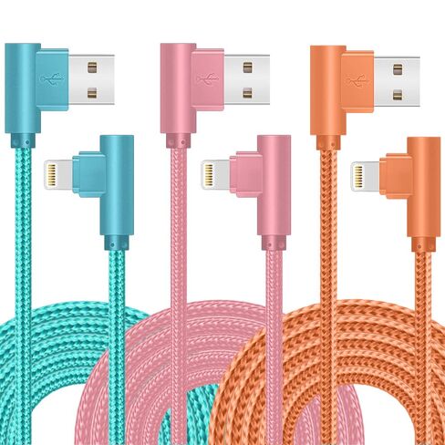 90 Degree iPhone Charger,MFi Certified USB Lightning Cable (3 Pack 10FT) in Kuwait
