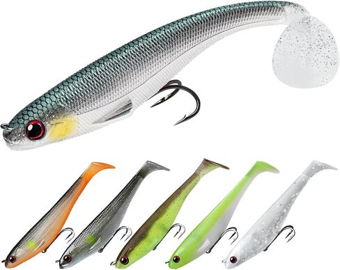 TRUSCEND Soft Fishing Lures for Bass Trout Walleye Pike Crappie Lures Paddle Tail Swimbaits Soft Fishing Baits Freshwater Saltwater Jigging Bass Gear Gifts for Men in Kuwait