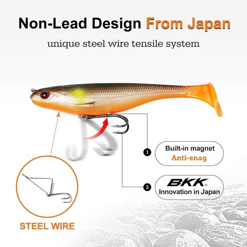 TRUSCEND Soft Fishing Lures for Bass Trout Walleye Pike Crappie Lures Paddle Tail Swimbaits Soft Fishing Baits Freshwater Saltwater Jigging Bass Gear Gifts for Men in Kuwait