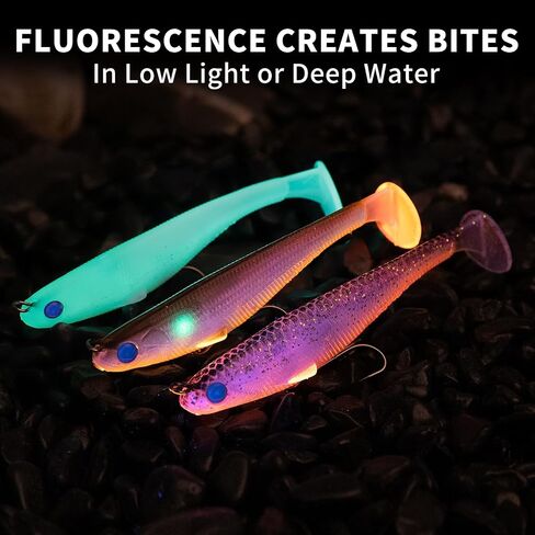 TRUSCEND Soft Fishing Lures for Bass Trout Walleye Pike Crappie Lures Paddle Tail Swimbaits Soft Fishing Baits Freshwater Saltwater Jigging Bass Gear Gifts for Men in Kuwait