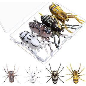 Sumind 4 Pieces Spider Lures Fishing Bass Spider Lure Freshwater Fishing Lures for Bass 1.9 Inch Length Weigh 0.2 oz in Kuwait