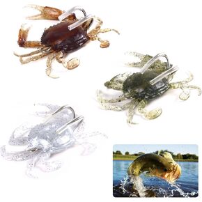 3 PCS Crab Lure, Soft Saltwater Artificial Lure, Simulation Crab Bait with Double Sharp Hooks for Sea Fishing in Saudi Arabia