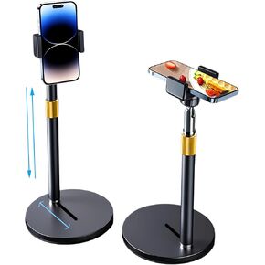 Phone Stand for Desk, Adjustable Height 9.8"-20", Full Metal Weighted Base, Small Tripod for iPhone Android with Case, Compatible with 4-7" Phones for Recording Video Call, Desk Phone Holder in Saudi Arabia
