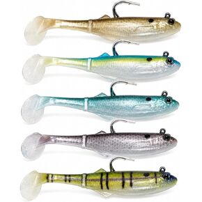 Bass Fishing Lures, Pre-Rigged Paddle Tail Swimbait, 3.5" 3/8 OZ in Kuwait