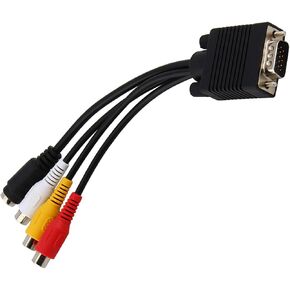 Drfeify VGA SVGA to SVideo 3 TV AV Converter Cable Adapter for Desktop Computers, Connector Composite Cable for Easy Connection in Kuwait