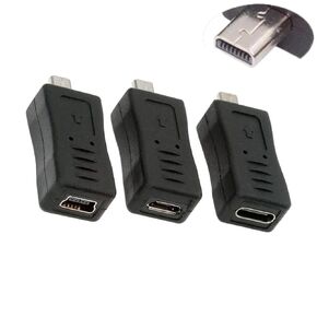 chenyang 3 Pack Mini 8Pin to USB 2.0 Adapter,USB C/Mini USB/Micro USB to Mini 8Pin Data Transfer Charging Converter Adapter in Kuwait
