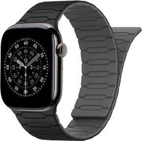 Magnetic Band Compatible with Apple Watch Band 49/46/45/44/42mm for Men Women, Sport Silicone Magnetic Loop Strap for iWatch Ultra SE Series 11 10 9 8 7 6 5 4 3, (Dark Brown-Light Brown) in Saudi Arabia