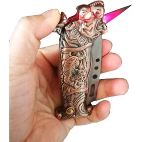 Pocket Knife Windproof Lighter Butane Metal Lighter, Eagle Head Design,Outdoor Survival Tool,Gifts for Men（Come Without Gas） in Kuwait