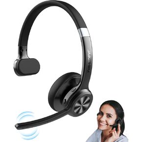 MONODEAL Open Ear Headphones with Mic, Lightweight Bluetooth 5.4 Headset with Microphone Noise Cancelling Mute Button, Wireless Headset Earphones for Work, Driving, Home Office, Workouts in Kuwait